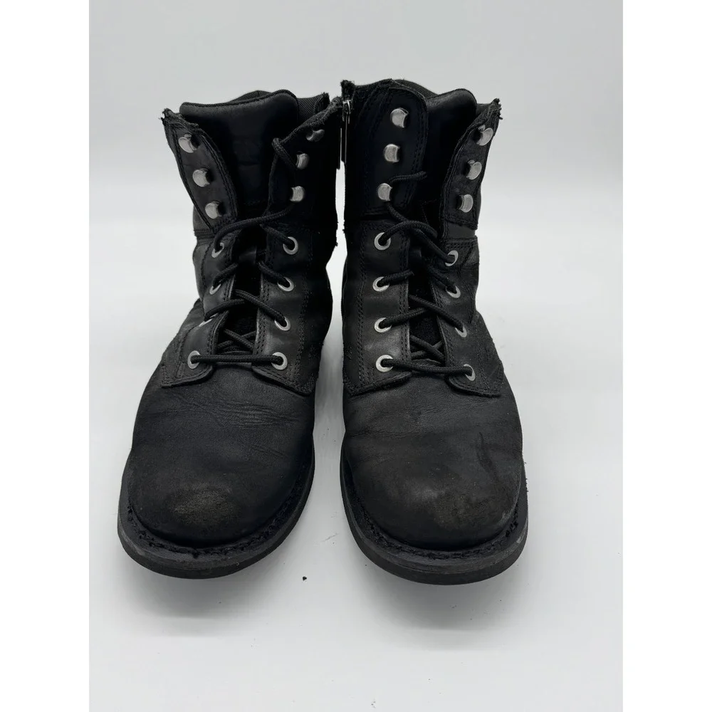 Harley-Davidson Men's Black Leather Riding Boots Size 11M D94284 Zip Up - Picture 1 of 11